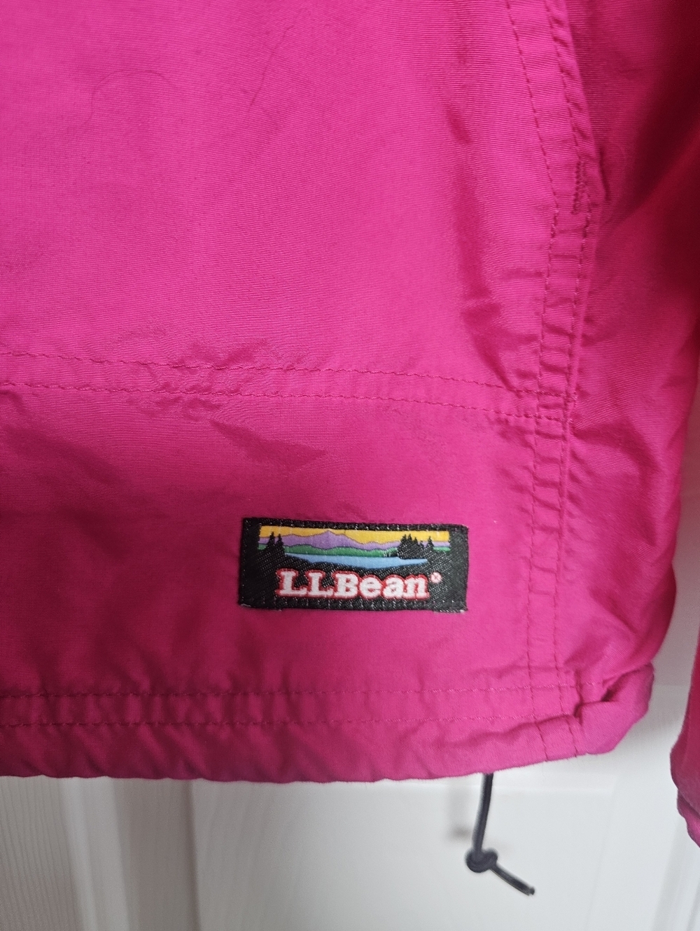 Vintage VTG LL Bean Pink Anorak Jacket Pullover Half Zip Size S Stow Away Pocket - Picture 2 of 6